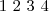 \newcommand{\forloop}[5][1]{\setcounter{#2}{#3}\ifthenelse{#4}{#5\addtocounter{#2}{#1}    \forloop[#1]{#2}{\value{#2}}{#4}{#5}}{}}\newcounter{ct}\forloop{ct}{1}{\value{ct} < 5}{\arabic{ct}}